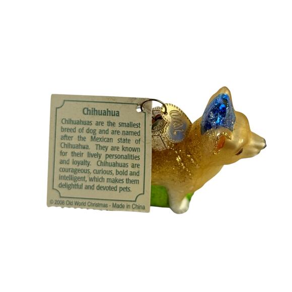 Vintage Old World Christmas Chihuahua Glass Ornament 2008 - Picture 10 of 16